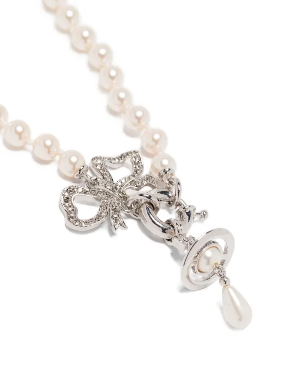 Vivienne リボンモチーフ×パールネックレス ネックレス ペンダント ヴィヴィアン・ウエストウッド パール