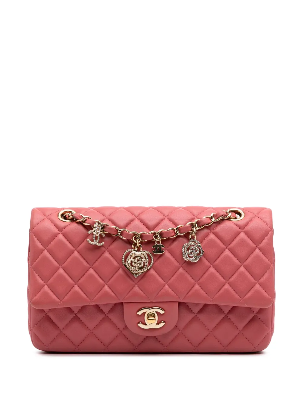 CHANEL Pre-Owned 2014 ミディアム クラシック ラムスキン バレンタイン ハートチャーム シングルフラップ CHANEL Pre-Owned 2014 ミディアム クラシック ラムスキン バレンタイン ハートチャーム シングルフラップ