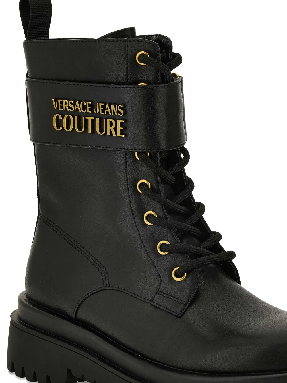 Versace Jeans Couture lace-up strap boots Black