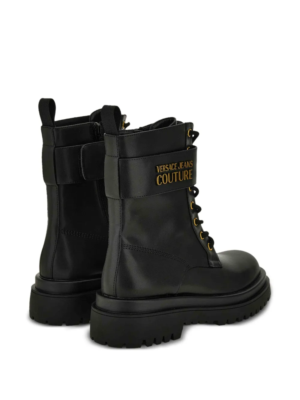 Versace Jeans Couture lace-up strap boots Black