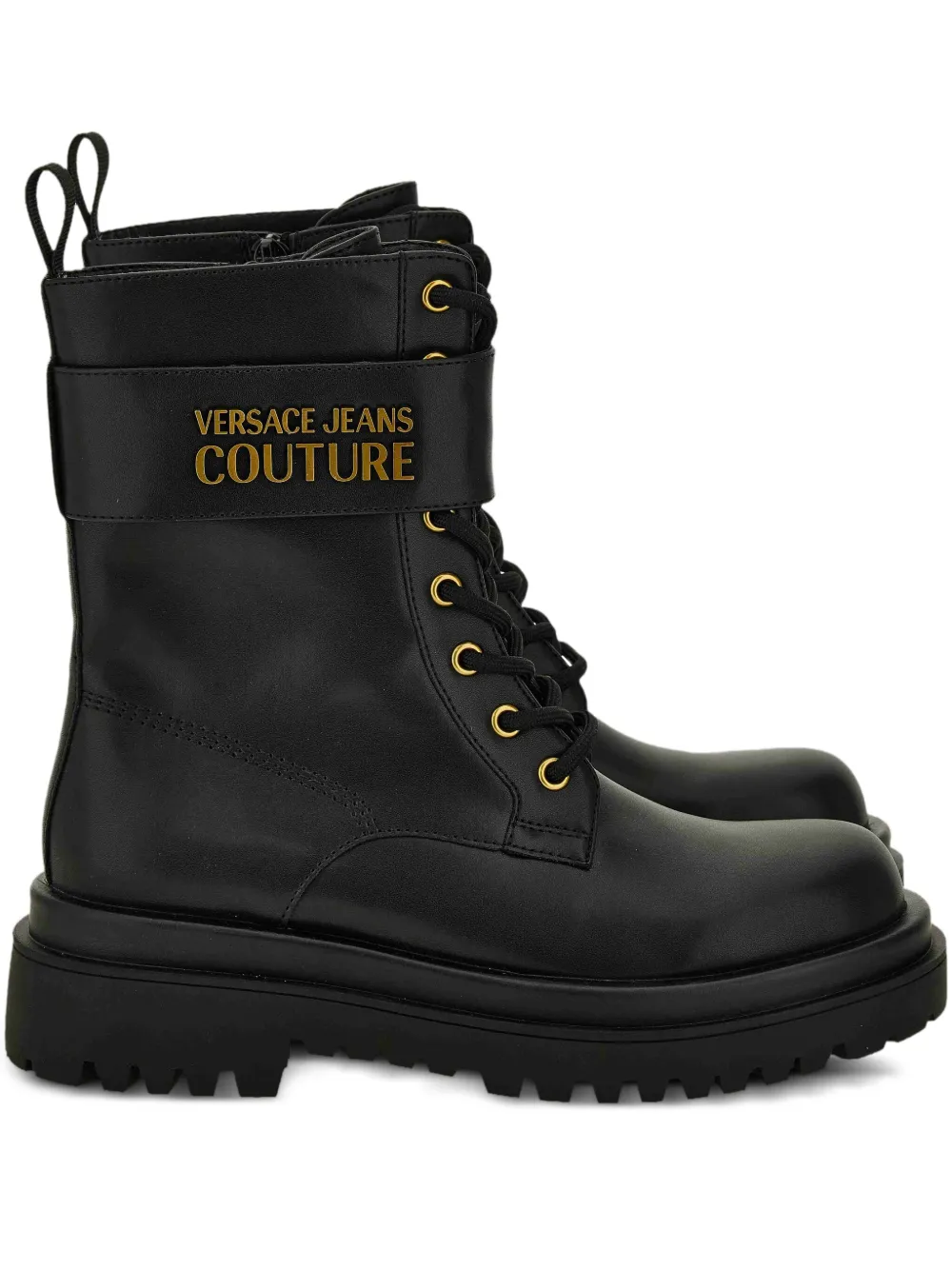 Versace Jeans Couture lace-up strap boots Black