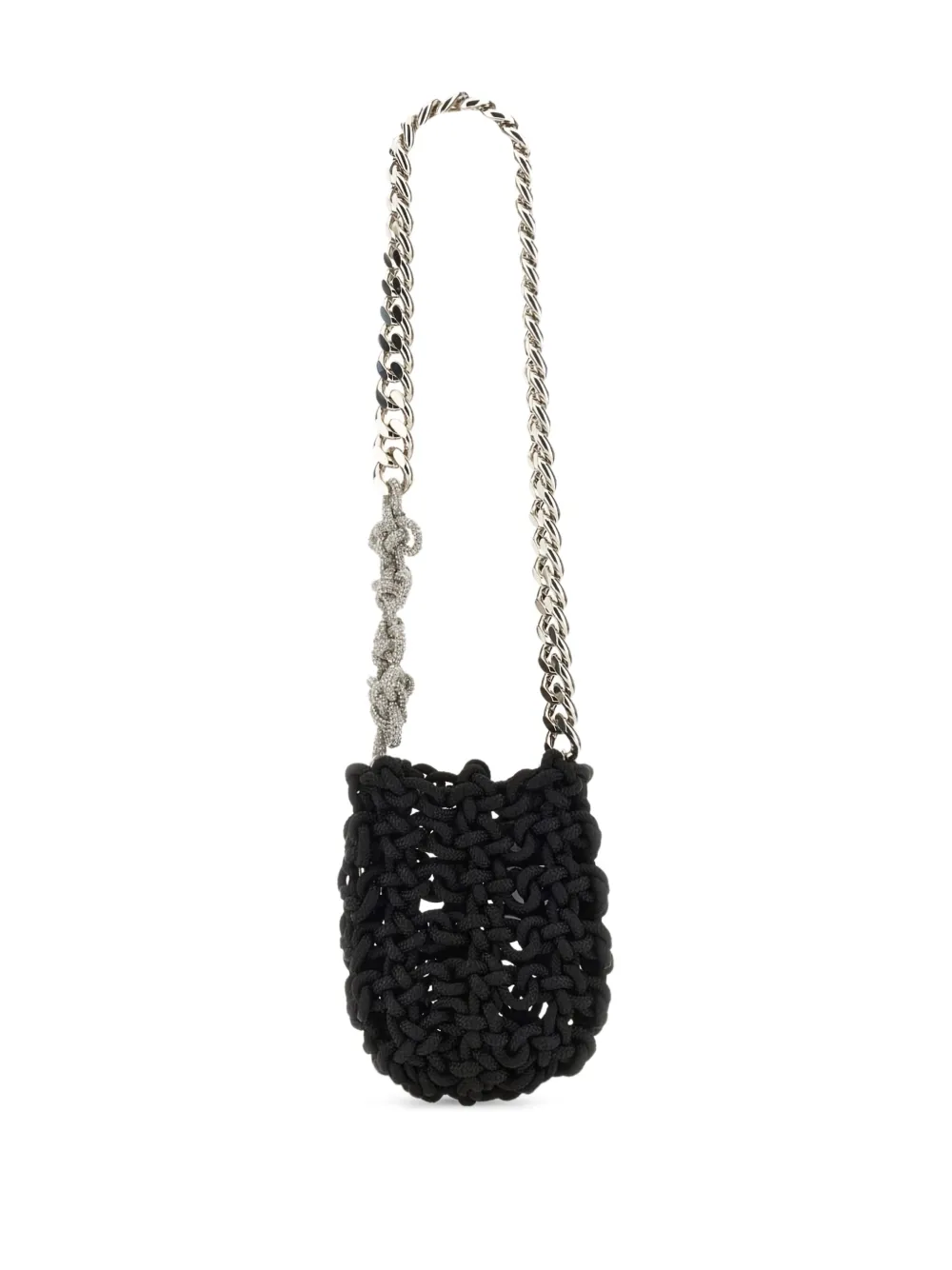 Kara chain-strap knitted shoulder bag - Zwart