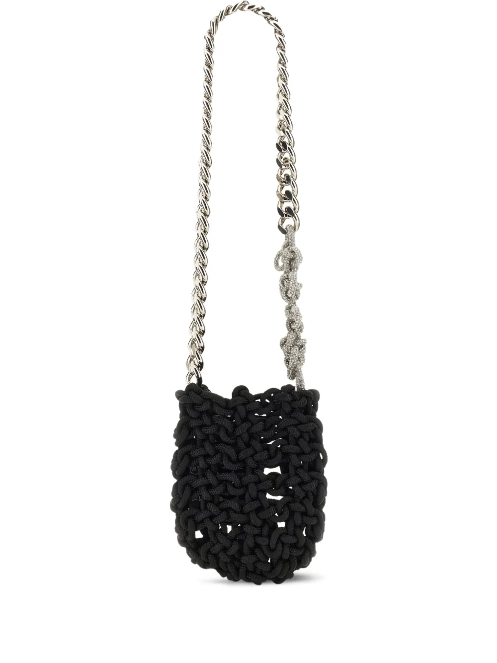 Kara chain-strap knitted shoulder bag - ブラック Kara chain-strap knitted shoulder bag - ブラック