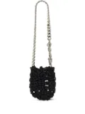 Kara chain-strap knitted shoulder bag - Black