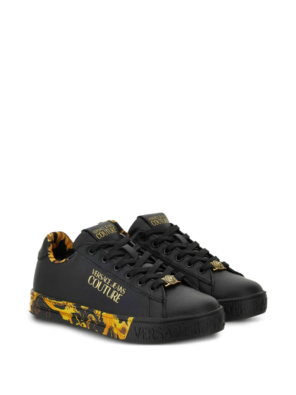 Versace Jeans Couture baroque-print low-top trainers - Zwart