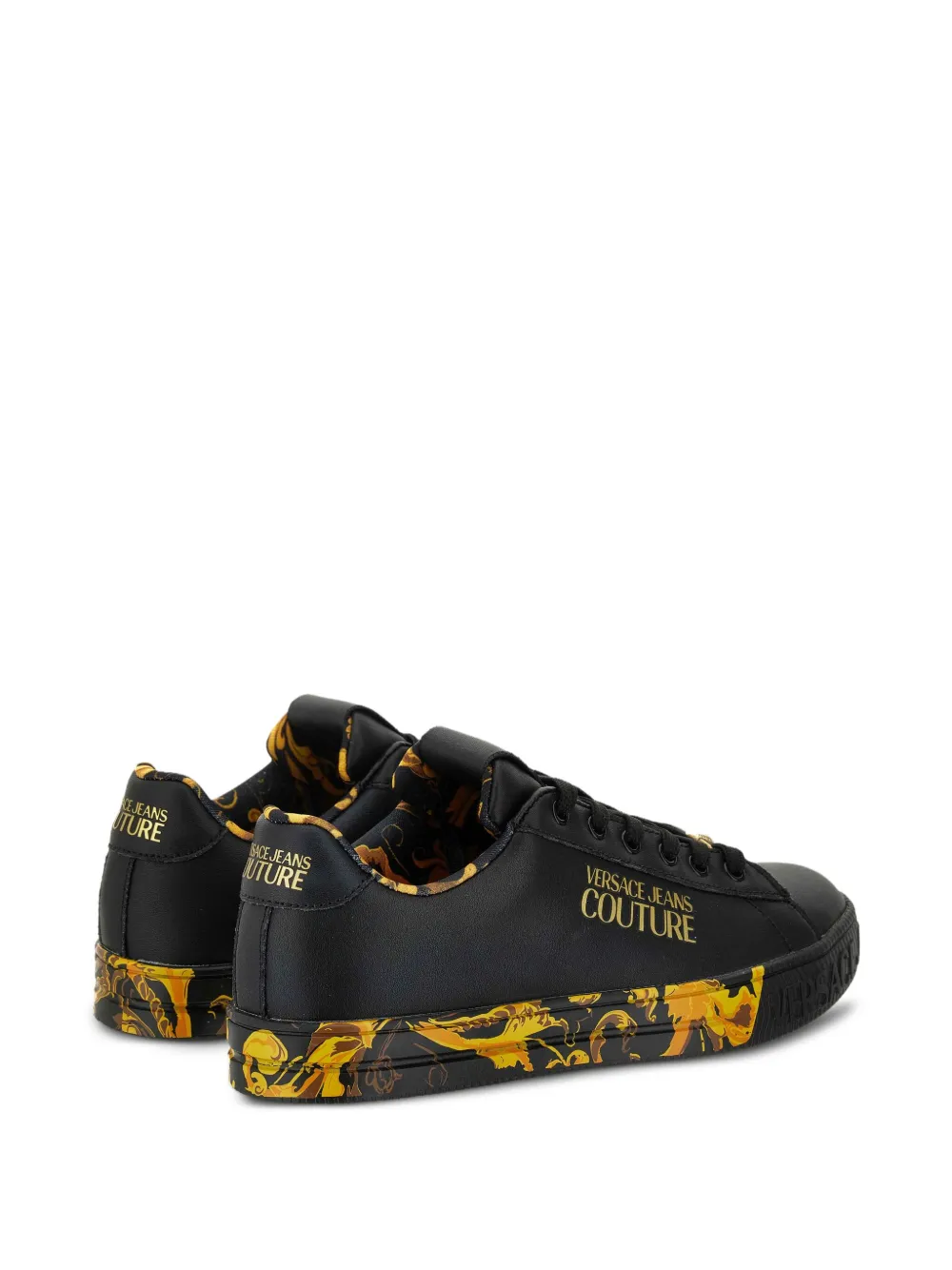 Versace Jeans Couture Baroque-print Low-top Trainers In Black