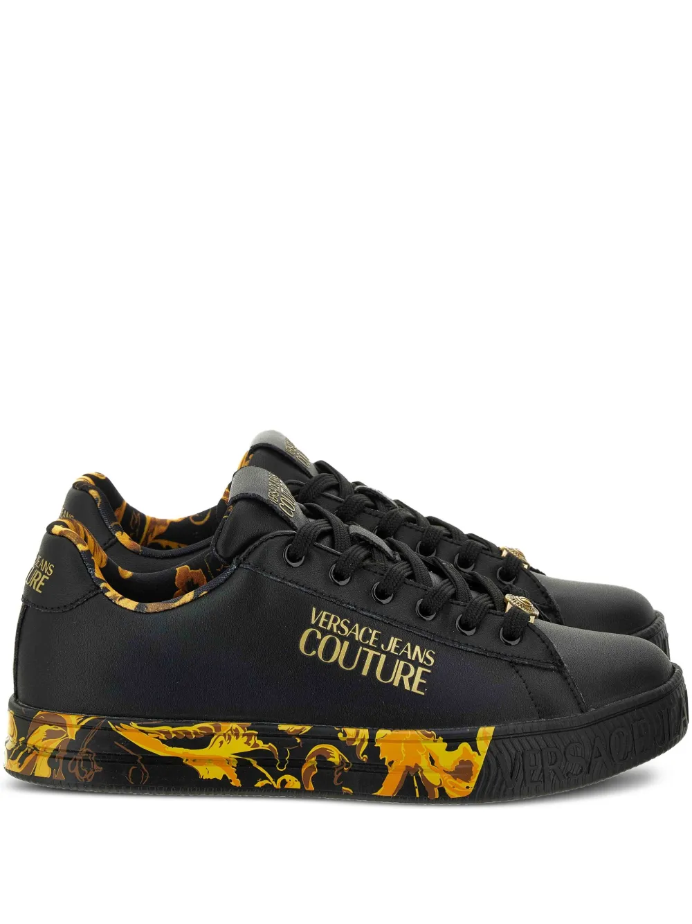 Versace Jeans Couture baroque-print low-top trainers Black