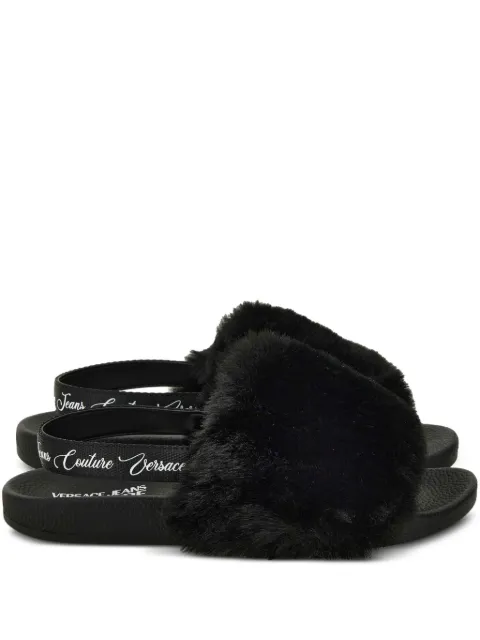 Versace Jeans Couture fur-trimmed slingback slides