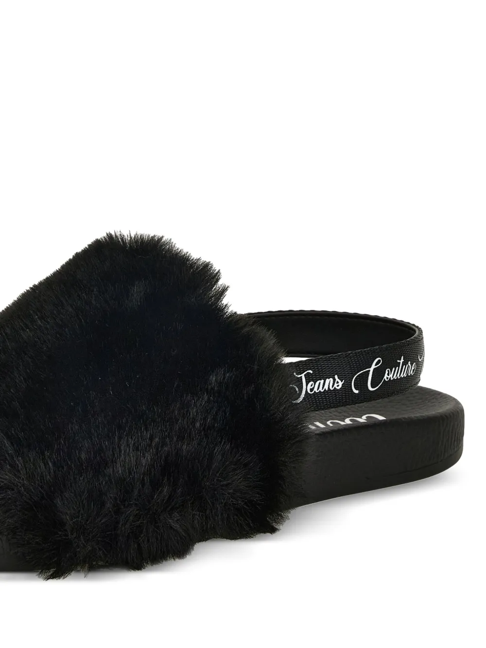 Versace Jeans Couture fur-trimmed slingback slides Black