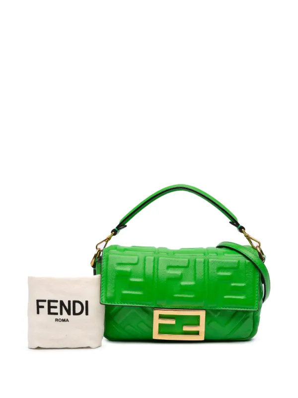 Fendi Pre-Owned 2010-2025 Mini Zucca Embossed Leather Baguette