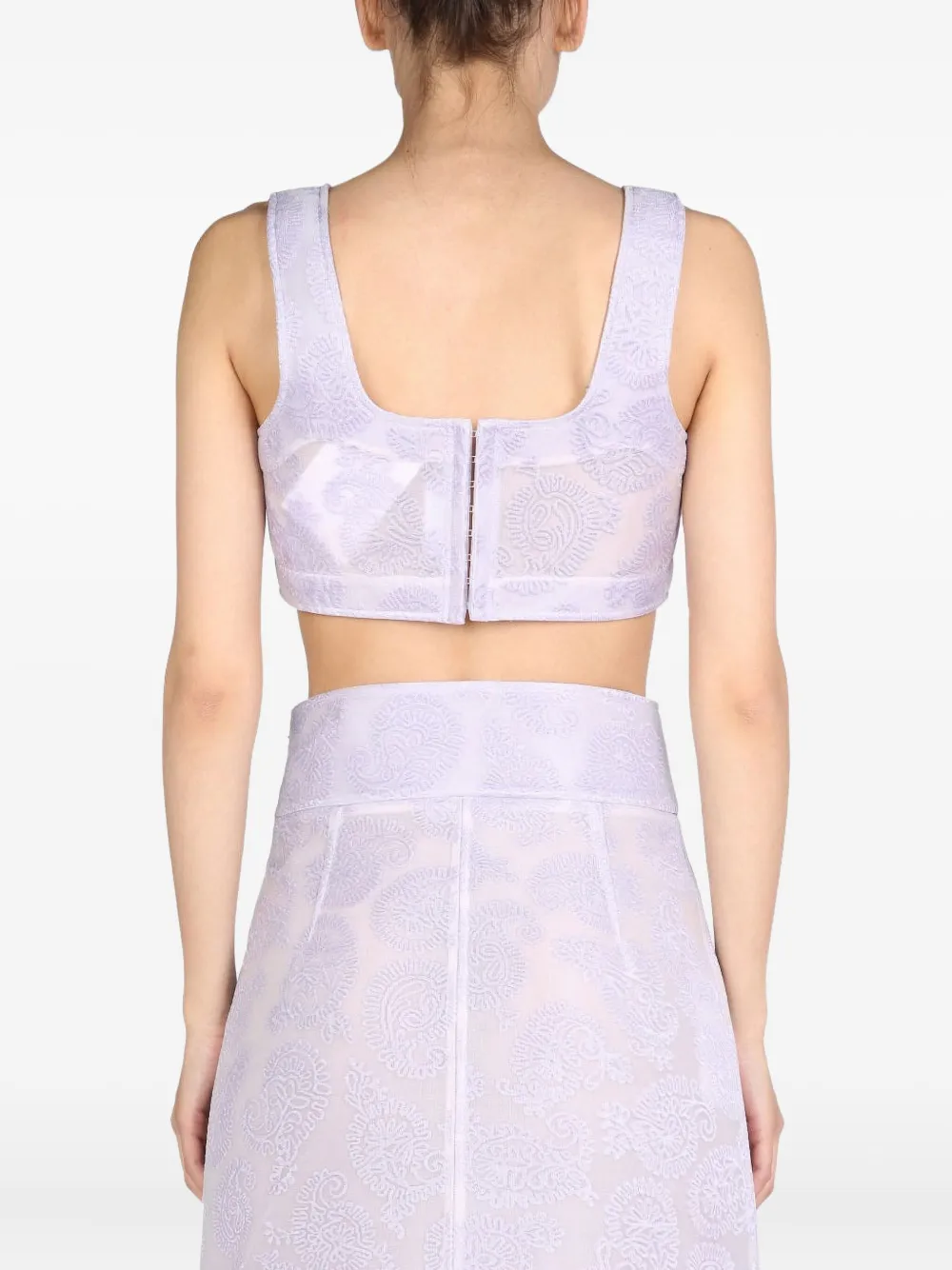 Jil Sander Square-neck Paisley-pattern Top In Purple