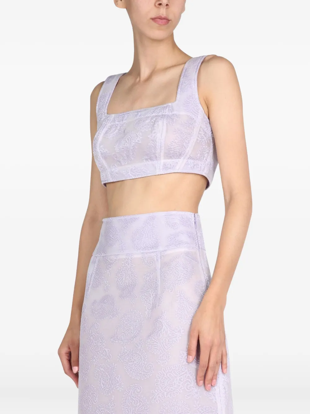 Jil Sander Square-neck Paisley-pattern Top In Purple