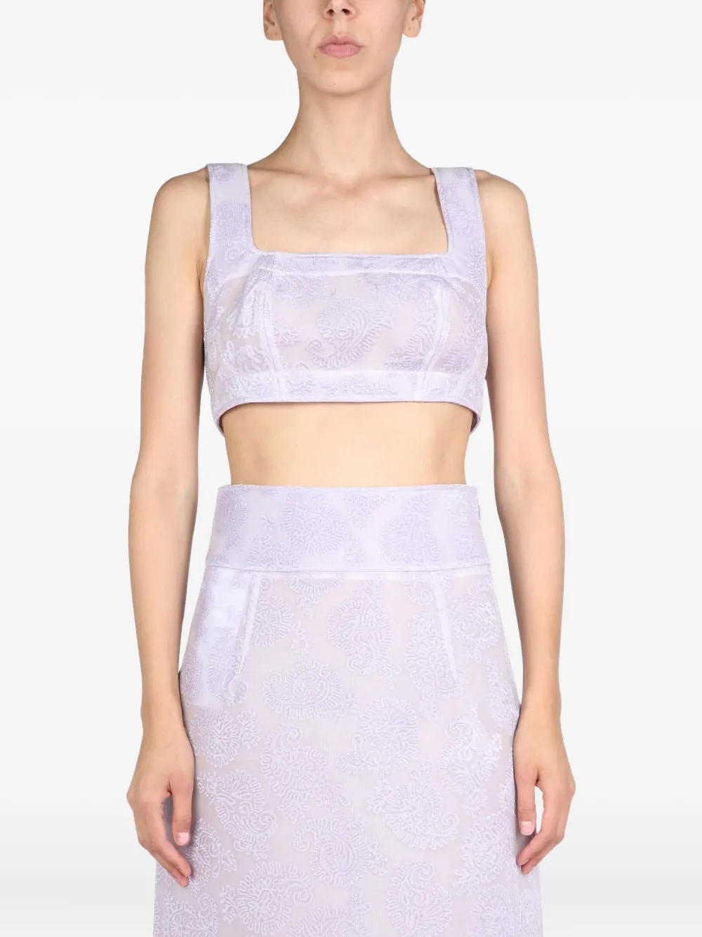 Jil Sander Square-neck Paisley-pattern Top In Purple