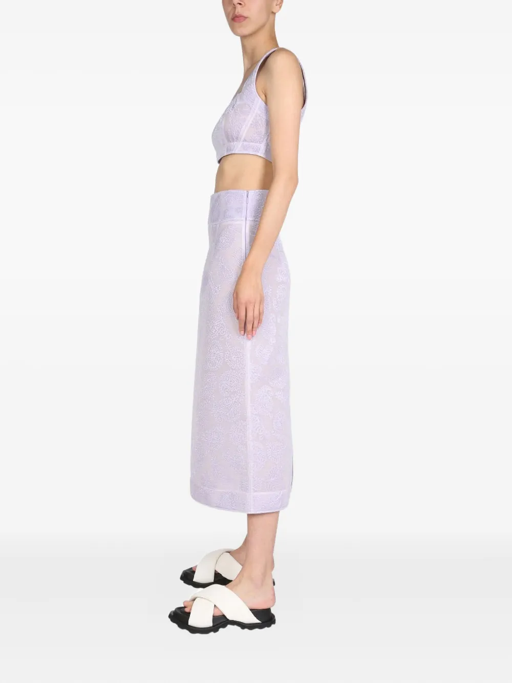 Jil Sander Square-neck Paisley-pattern Top In Purple