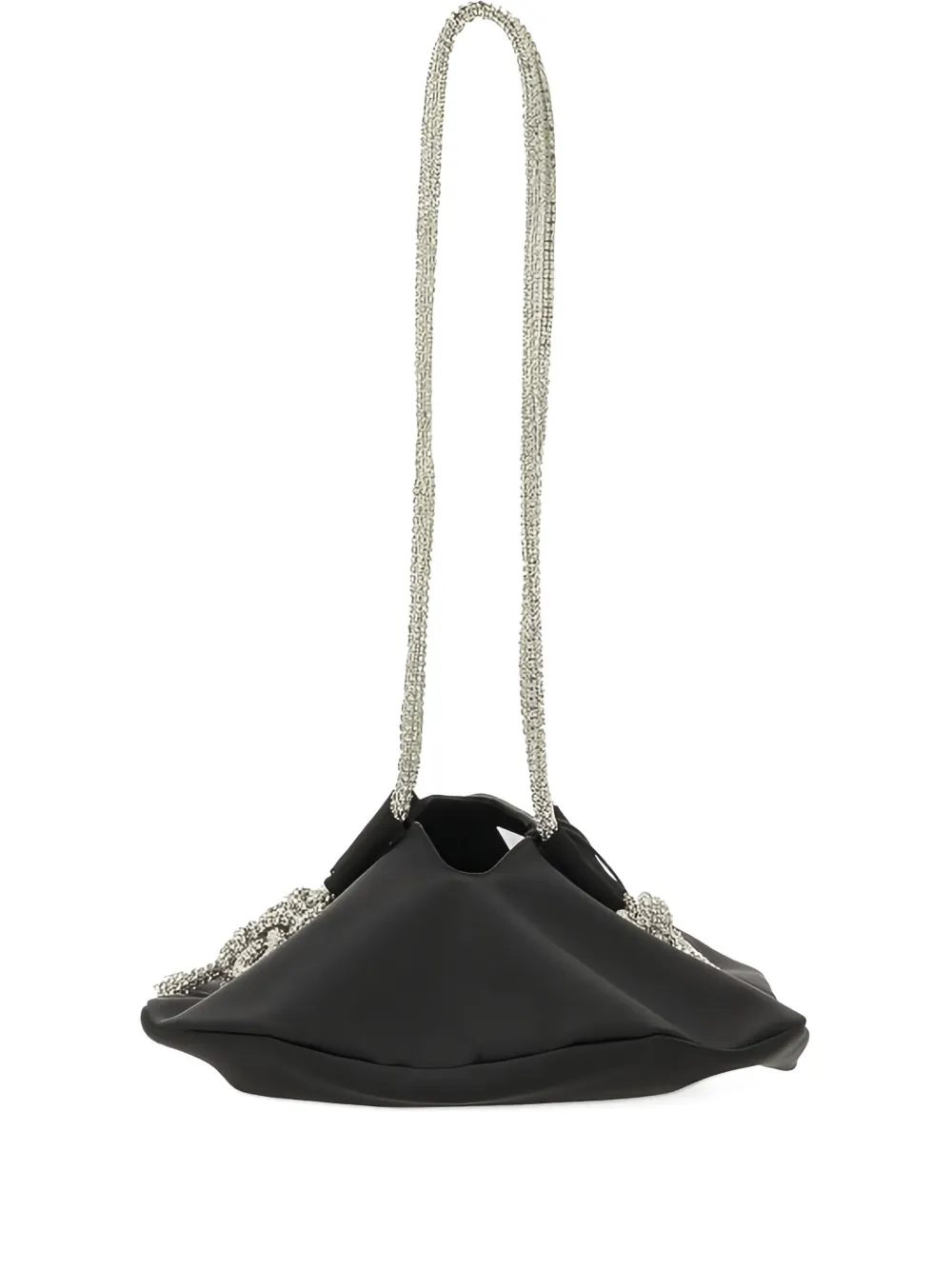 Kara Ufo Crystal-embellished Satin Shoulder Bag In Black