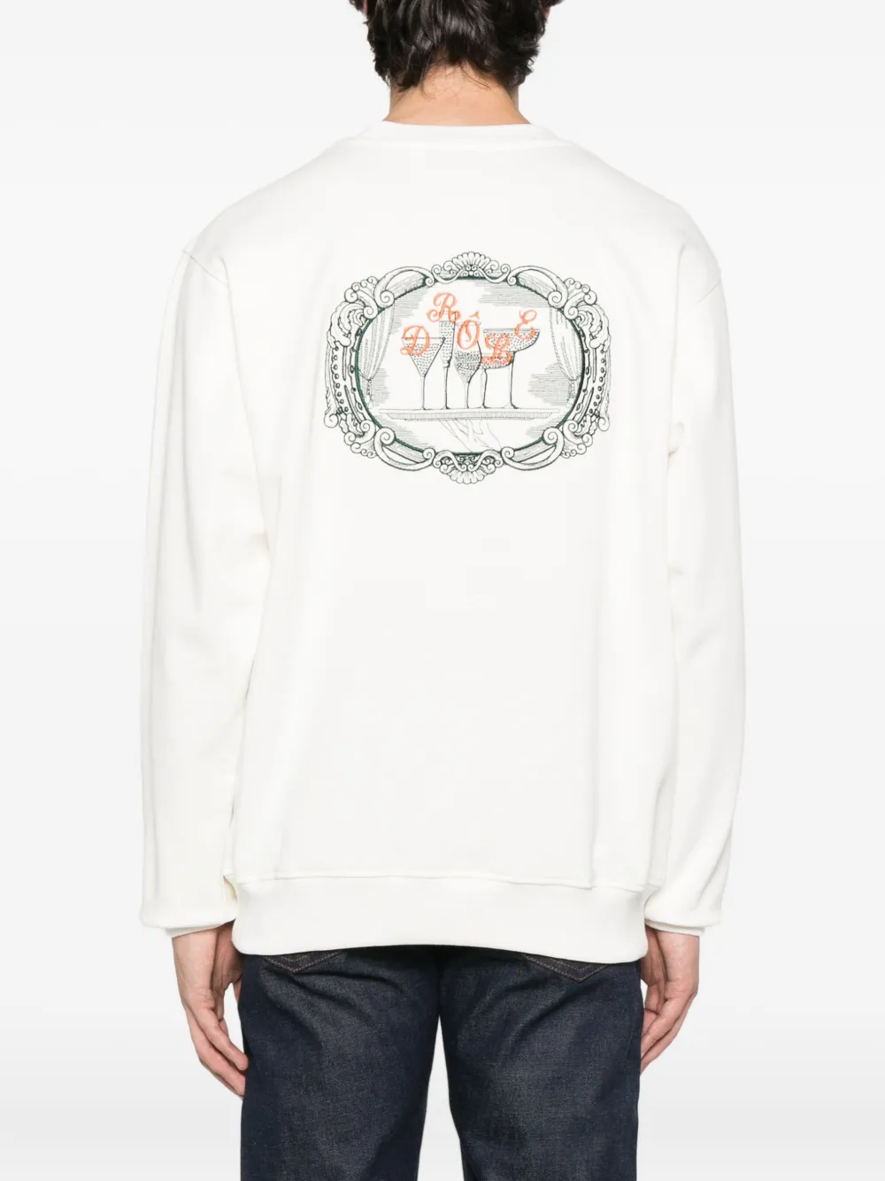 Drôle De Monsieur embroidered cotton sweatshirt Beige