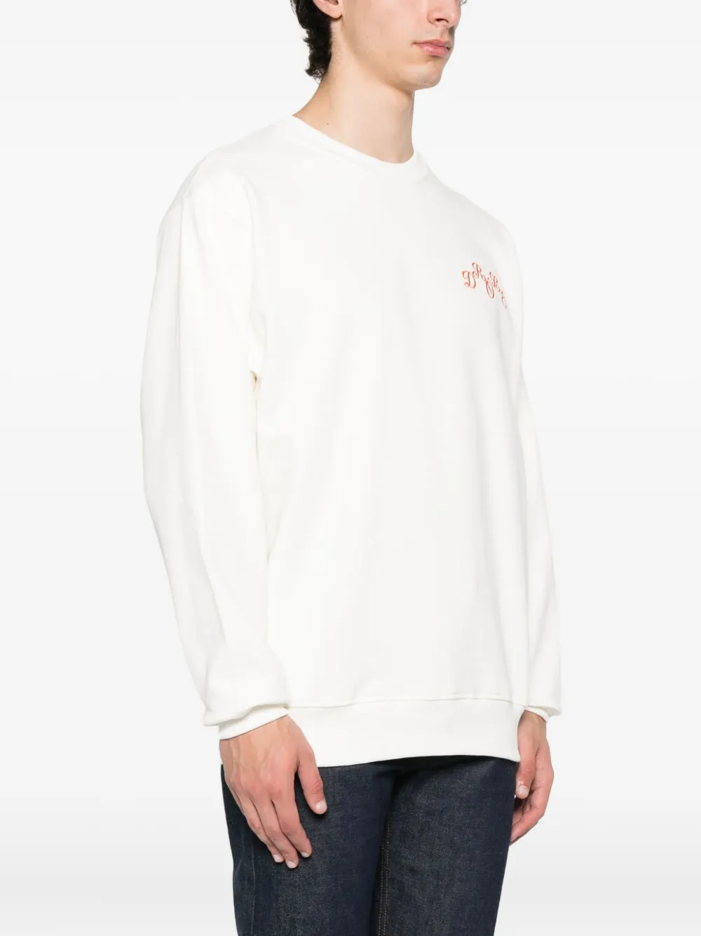 Drôle De Monsieur embroidered cotton sweatshirt Beige