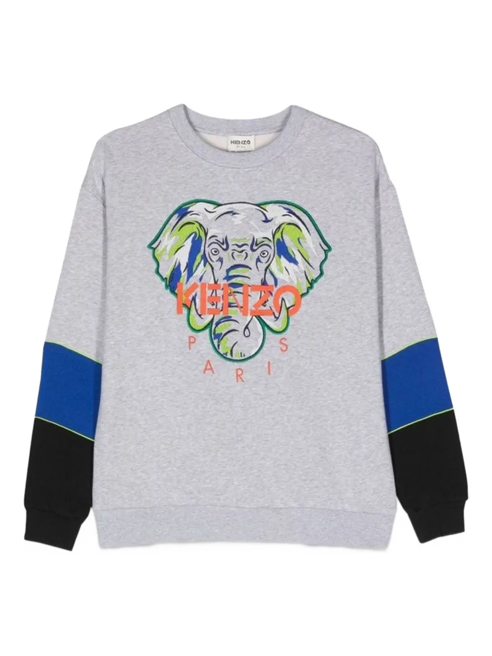 Kenzo Kids elephant-print panelled sweatshirt - Grigio