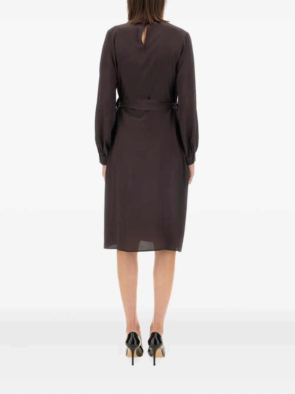 Kiton Silk Midi Dress In Brown