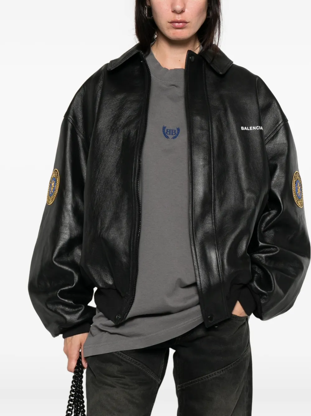 Balenciaga Katoenen T-shirt met geborduurd logo Grijs