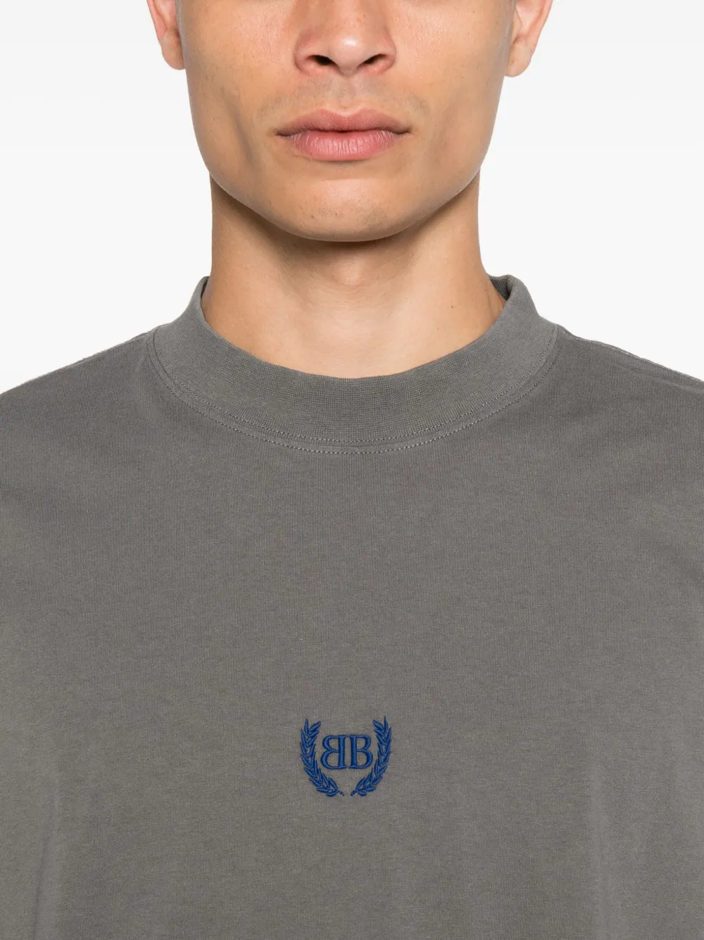 Balenciaga Katoenen T-shirt met geborduurd logo Grijs