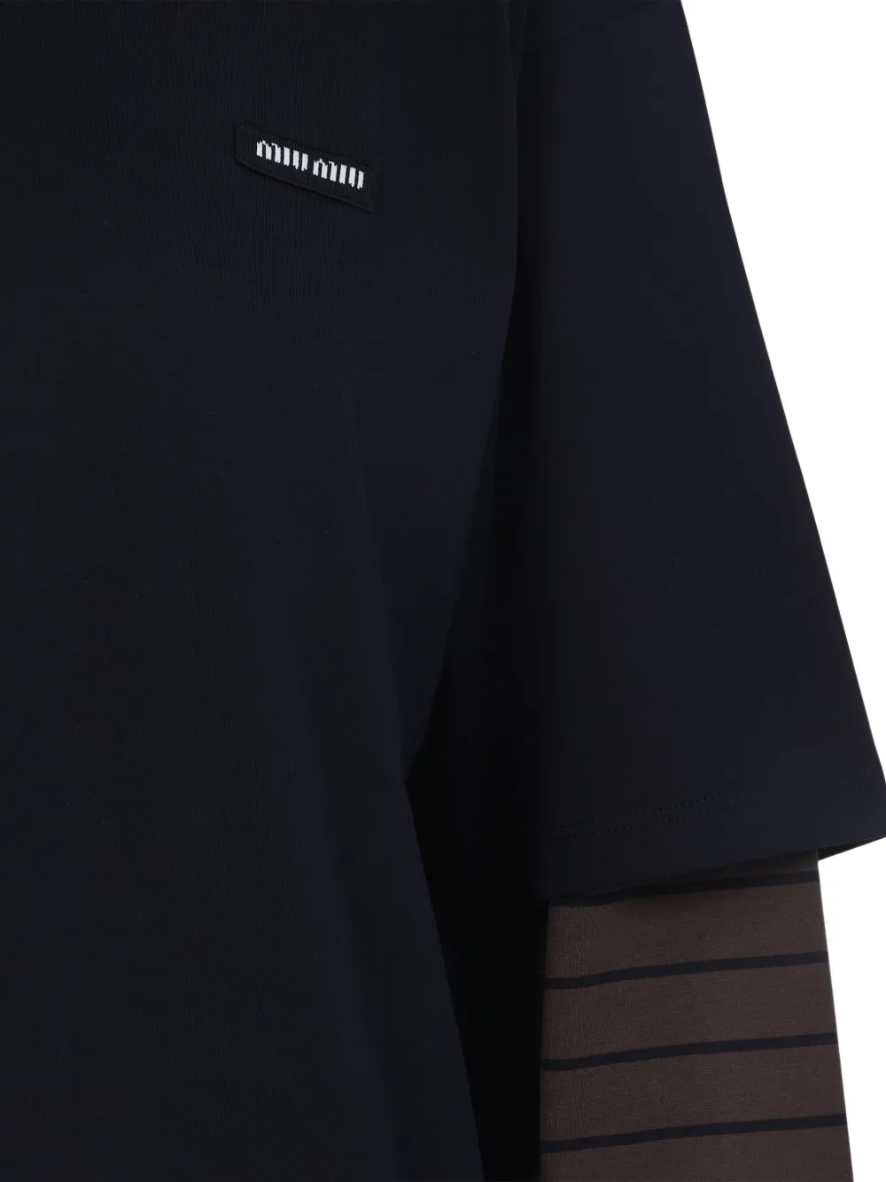 Miu Gelaagde top met gestreepte mouwen Blauw