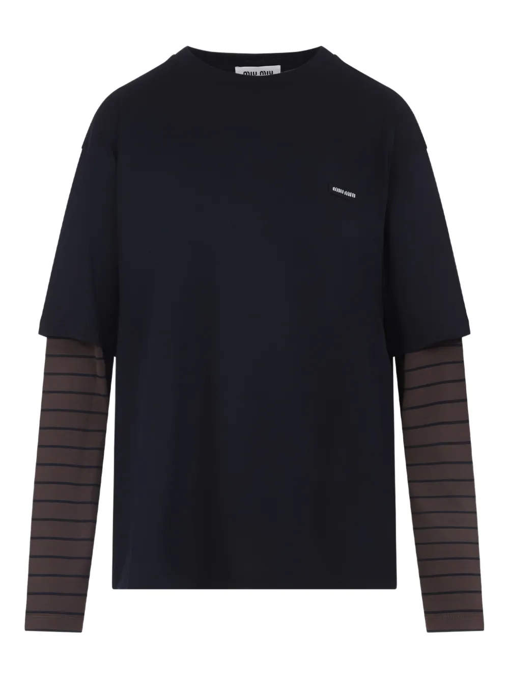 Miu Gelaagde top met gestreepte mouwen Blauw