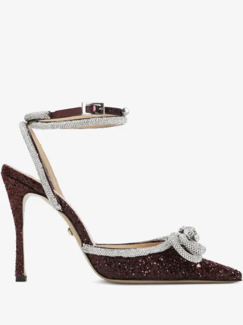MACH & MACH 110mm Double Bow crystal-embellished pumps