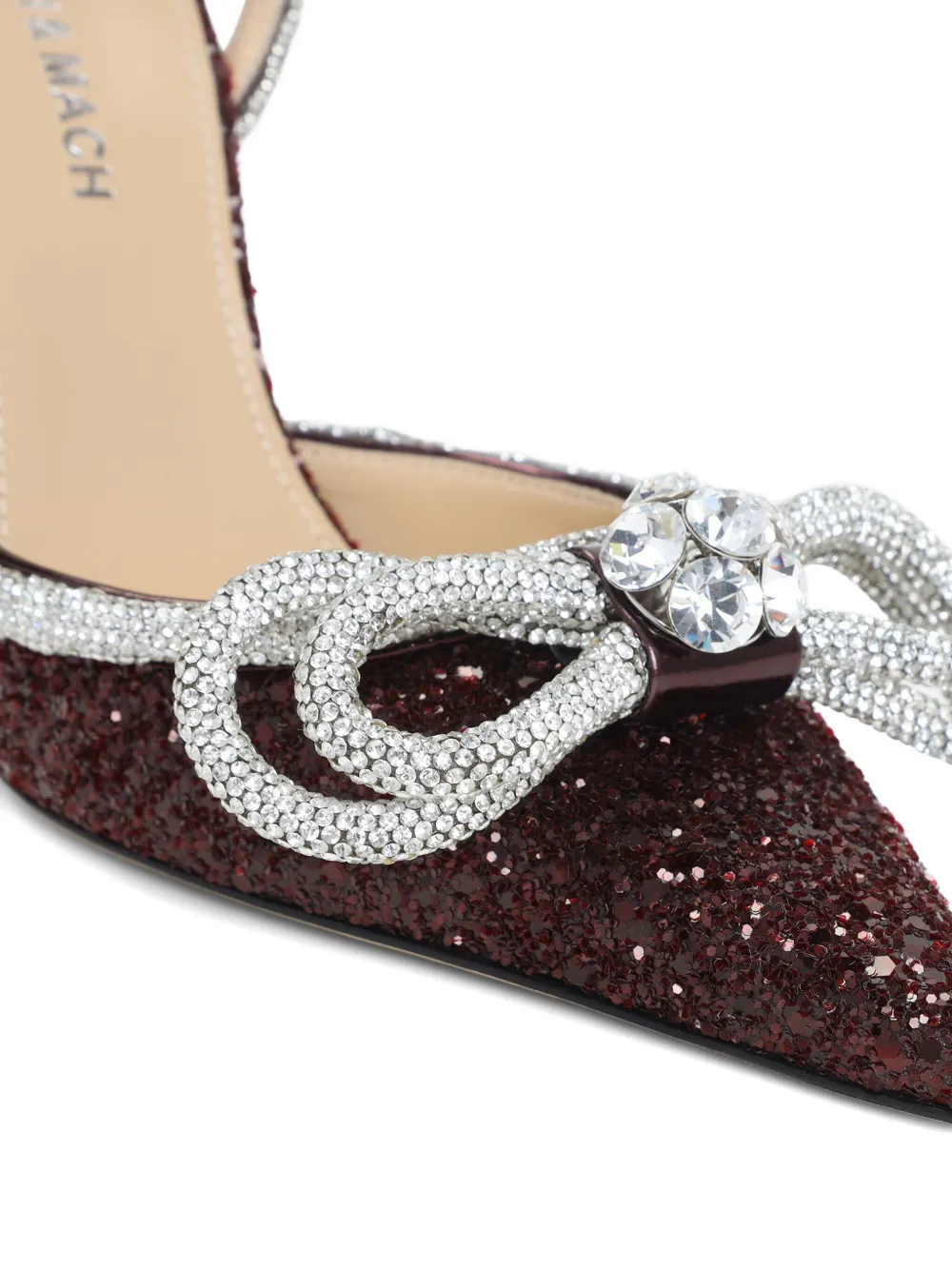 MACH & MACH 110mm Double Bow crystal-embellished pumps Red