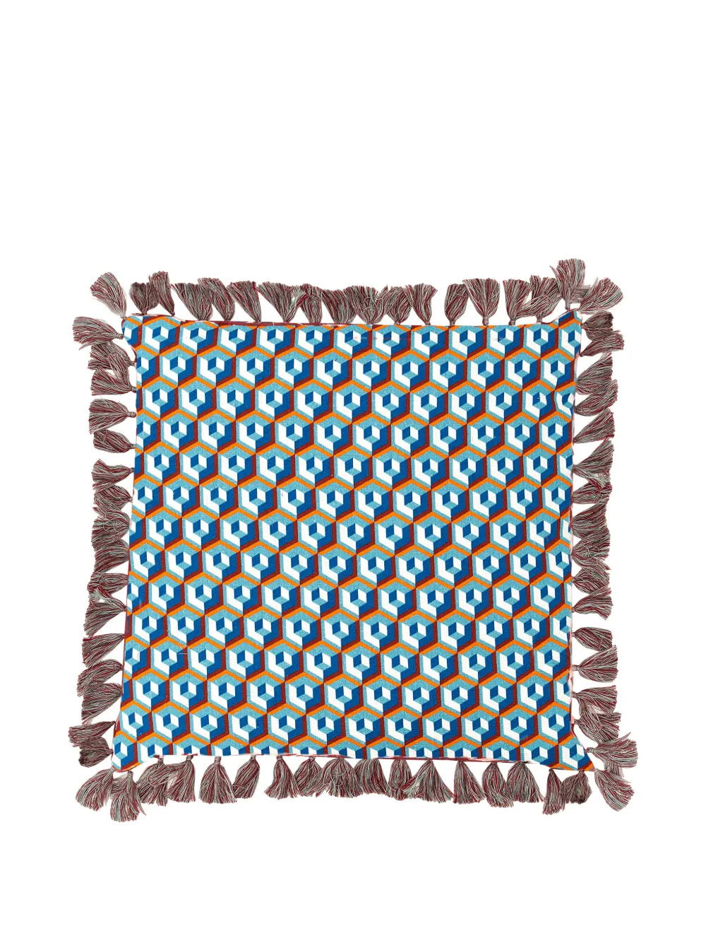 La DoubleJ tasselled geometric throw - Blu