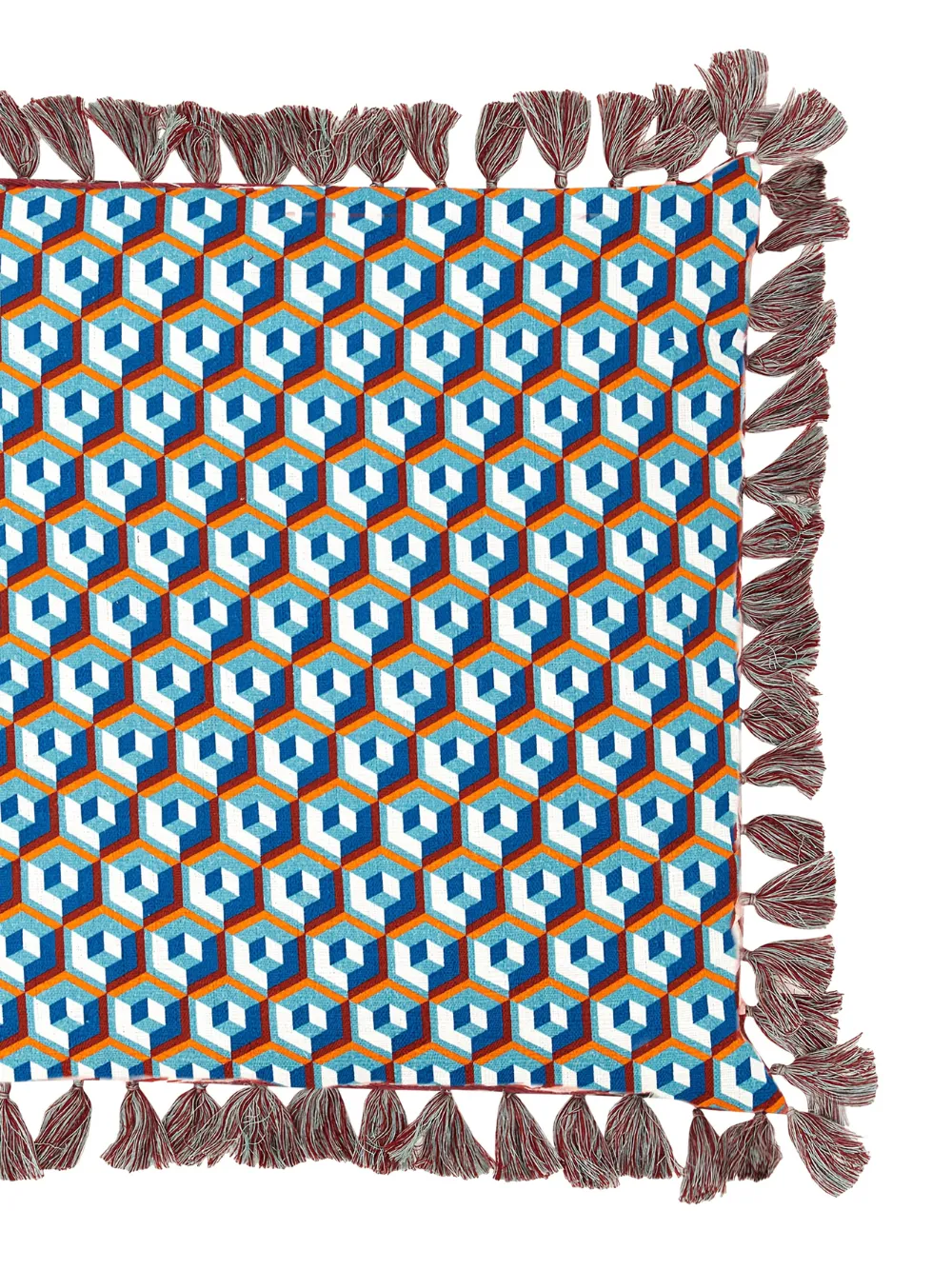 La DoubleJ tasselled geometric throw - Blauw