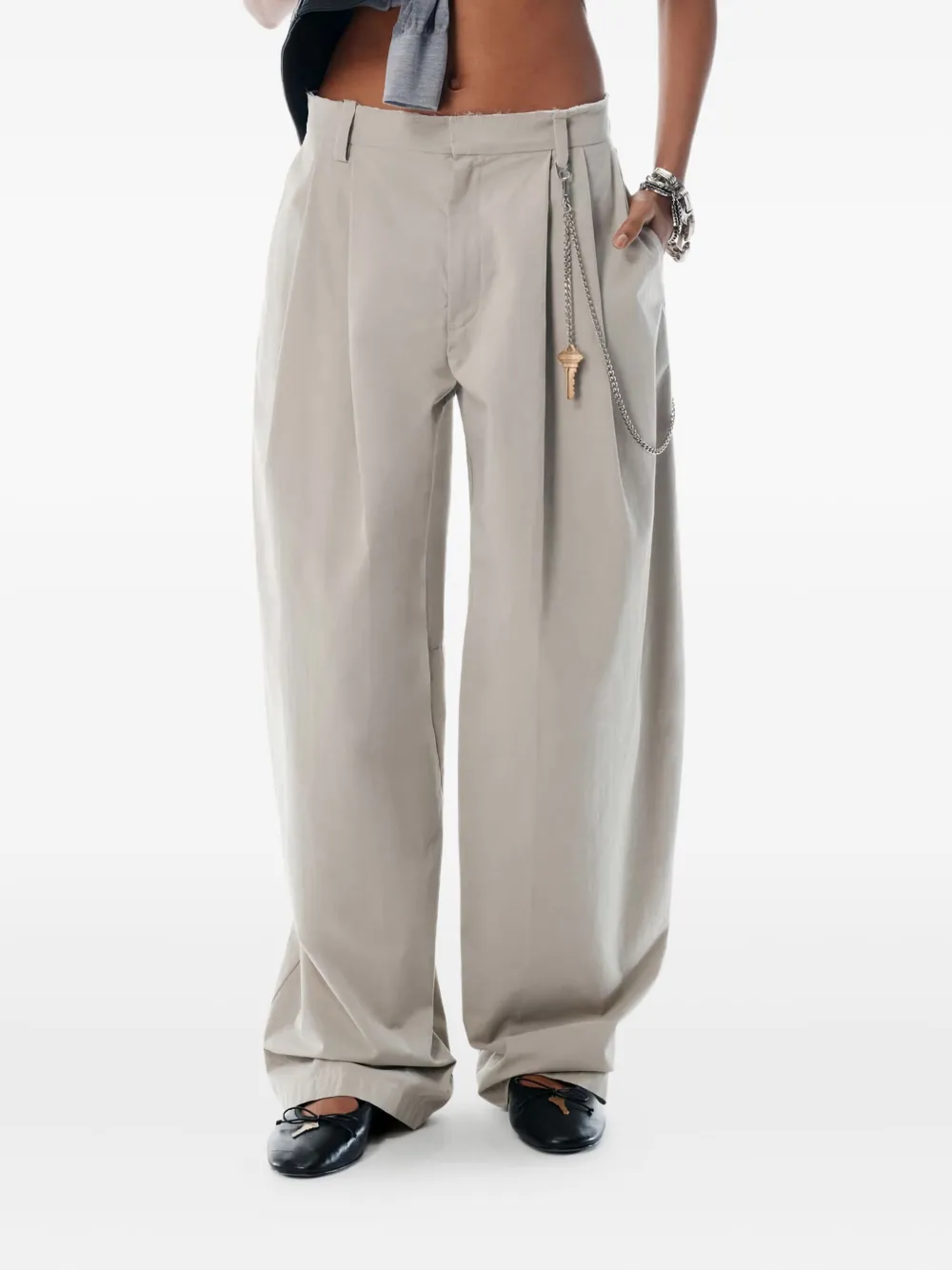 Alexander Wang Plooibroek met kettingdetail - STONE