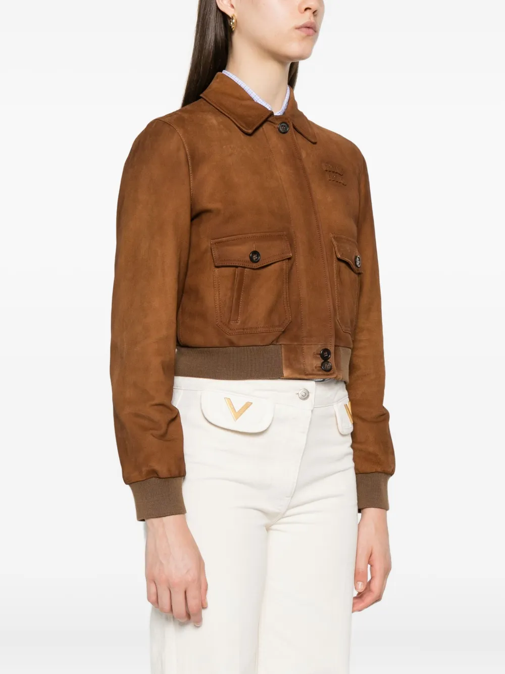 Miu patch pocket copped jacket Bruin