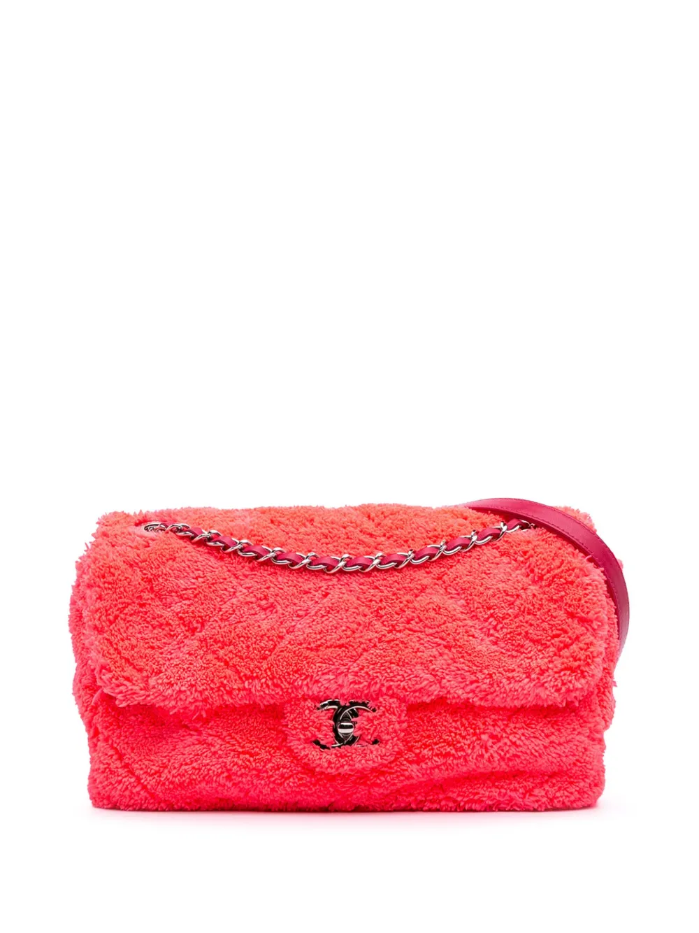 CHANEL Pre-Owned 2019 ミディアム マトラッセ テリークロス ココ ビーチ フラップ ショルダーバッグ - ピンク CHANEL Pre-Owned 2019 ミディアム マトラッセ テリークロス ココ ビーチ フラップ ショルダーバッグ - ピンク