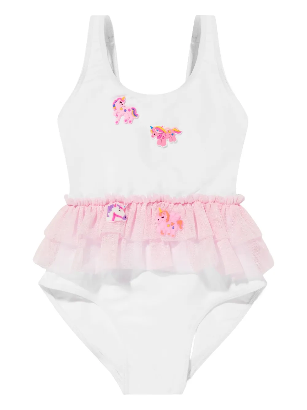 SELINIACTION KIDS unicorn-appliqué tulle swimsuit Wit
