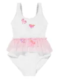 SELINIACTION KIDS unicorn-appliqué tulle swimsuit - White