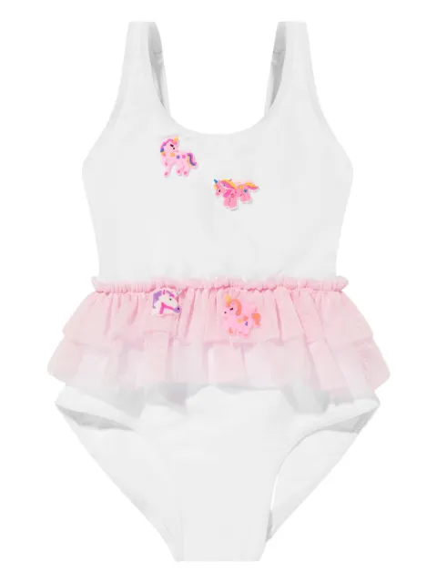 SELINIACTION KIDS unicorn-appliqué tulle swimsuit