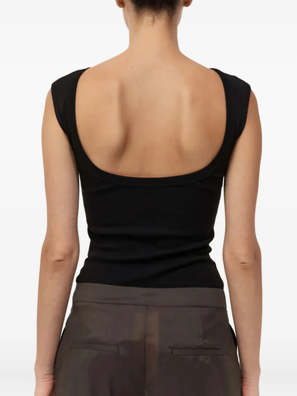St. Agni boat-neck top Zwart
