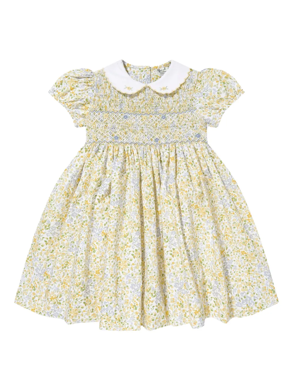 Sarah Louise floral-print smocked dress | Yellow | Image 1