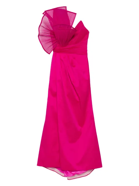 TARIK EDIZ Vestido longo com detalhe de pregas