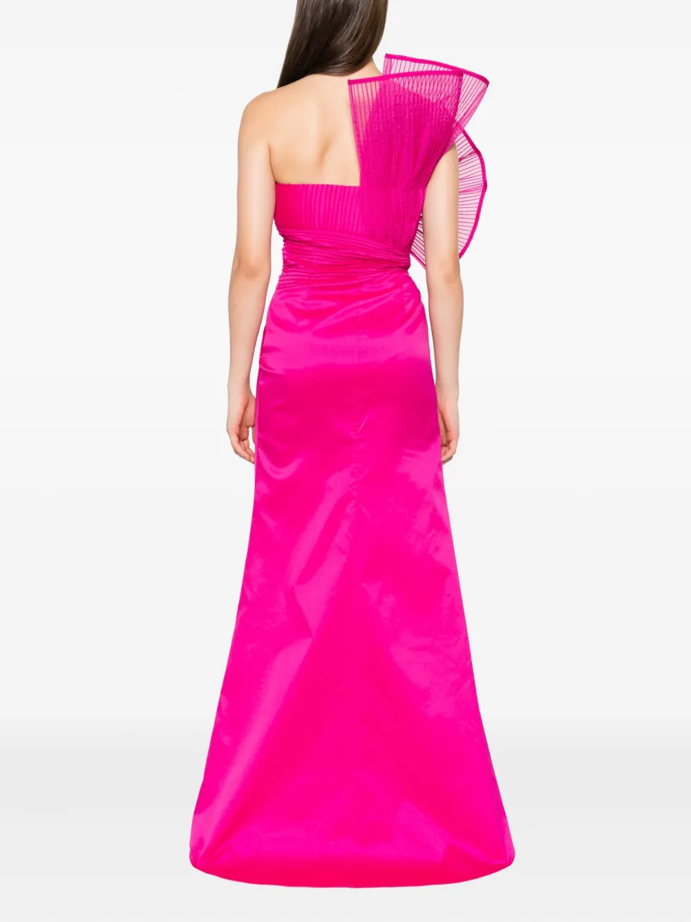 Tarik Ediz Pleated-detail Maxi Dress In Pink