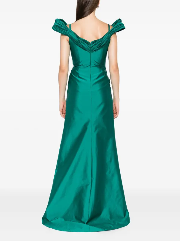 green emerald velvet dress Tarik Ediz 98406 Prom Dress - Black main image 0