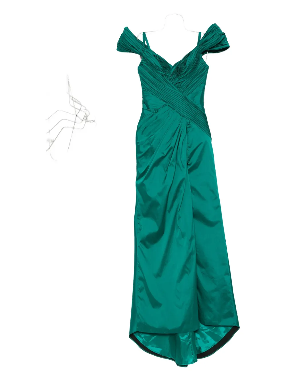 pleated-shoulder maxi dress