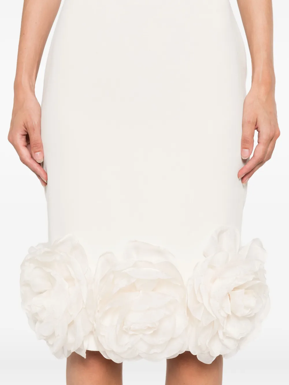 TARIK EDIZ Off-shoulder midi-jurk verfraaid met rozen Beige