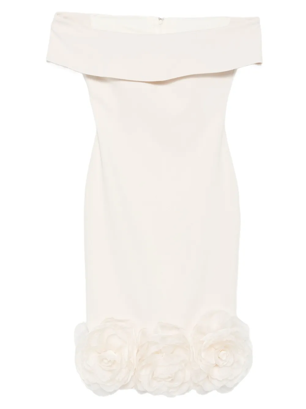 TARIK EDIZ Off-shoulder midi-jurk verfraaid met rozen Beige