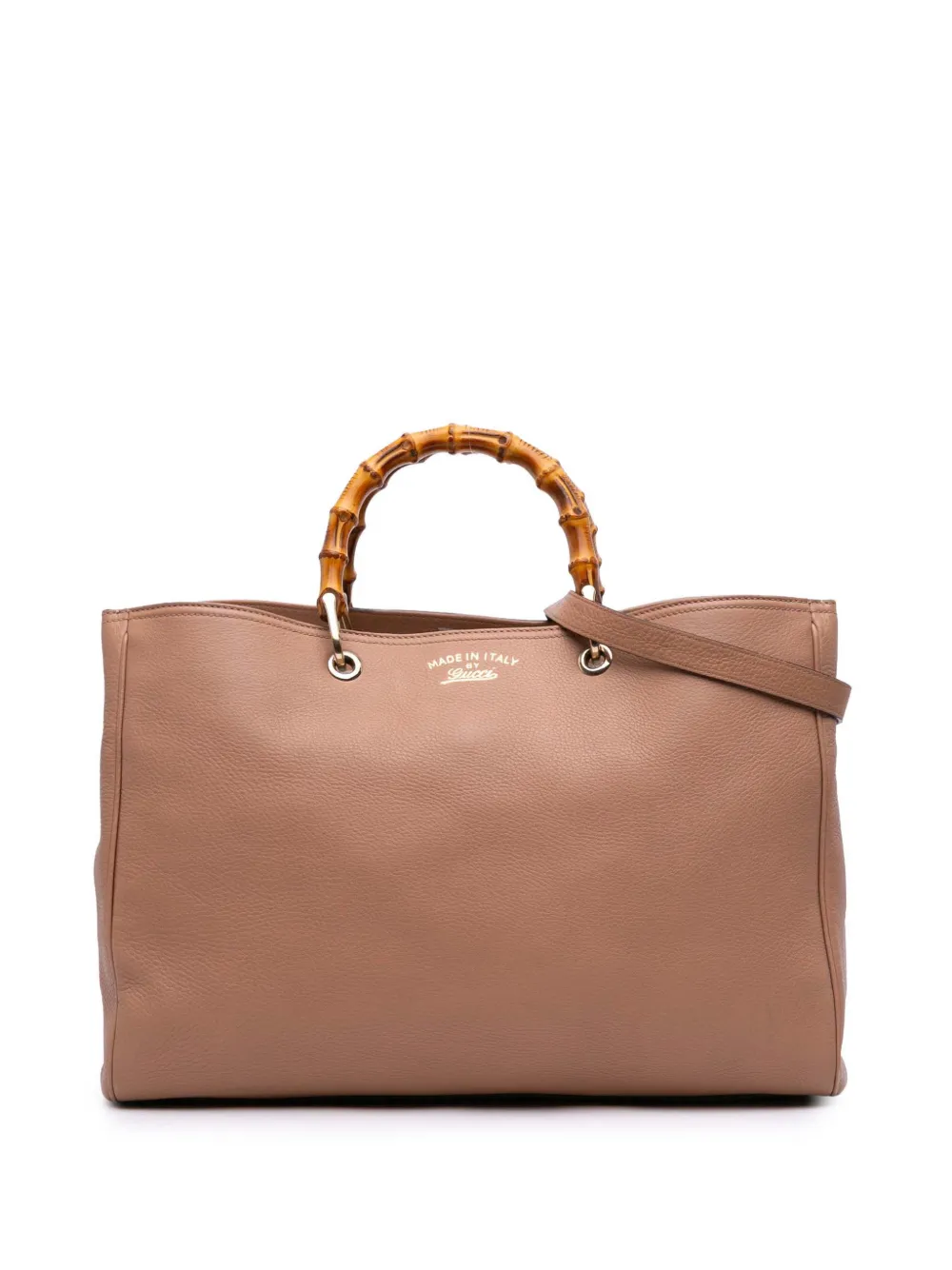 Gucci Pre-Owned 2016-2025 ラージ カーフスキン バンブー ショッパー サッチェルバッグ - ブラウン Gucci Pre-Owned 2016-2025 ラージ カーフスキン バンブー ショッパー サッチェルバッグ - ブラウン