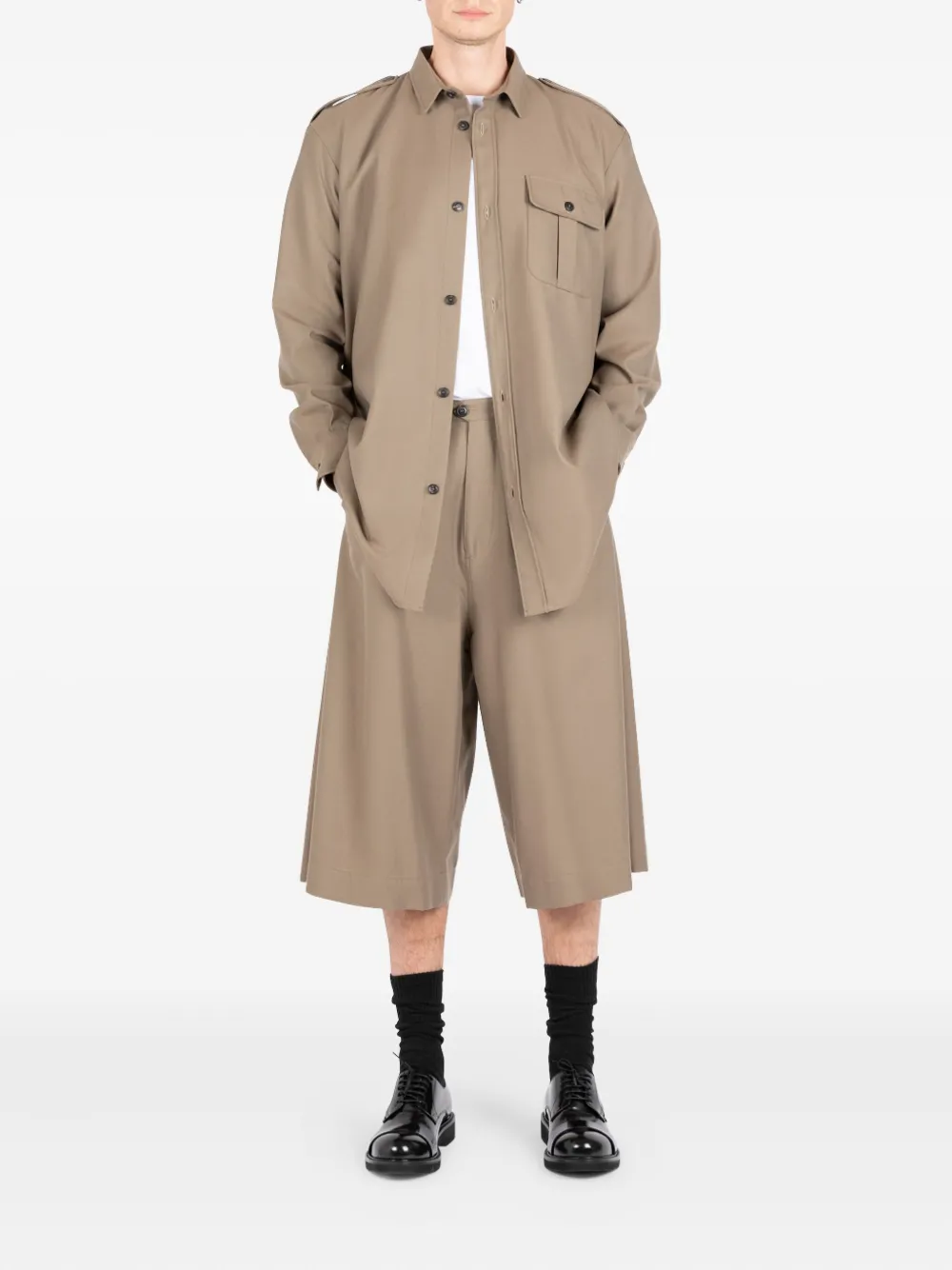 Société Anonyme belt-loops tailored shorts Beige
