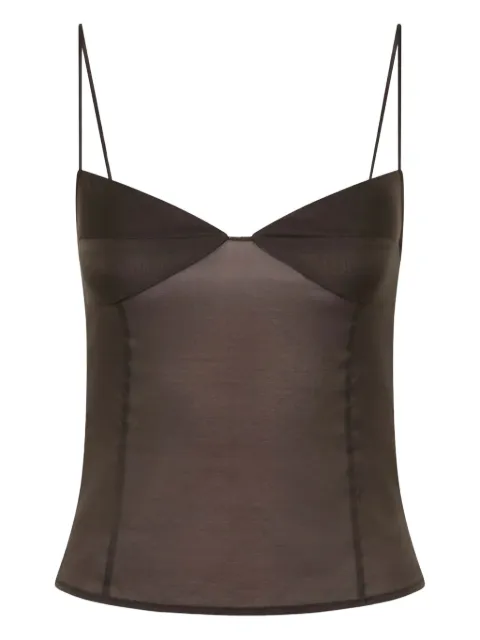 St. Agni sweetheart-neckline sheer top