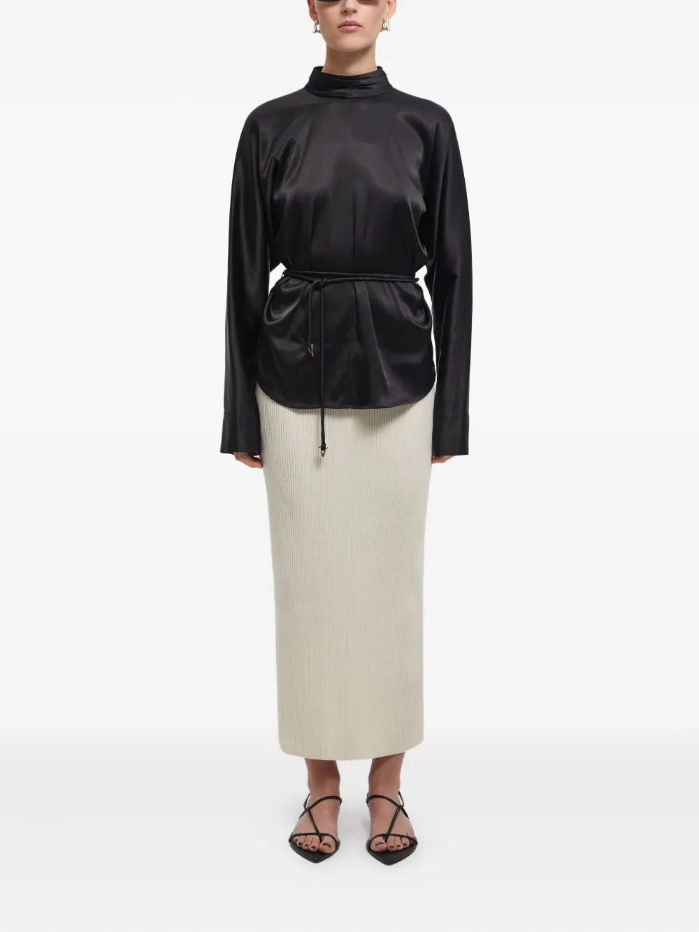 AERON Geribbelde rok Beige