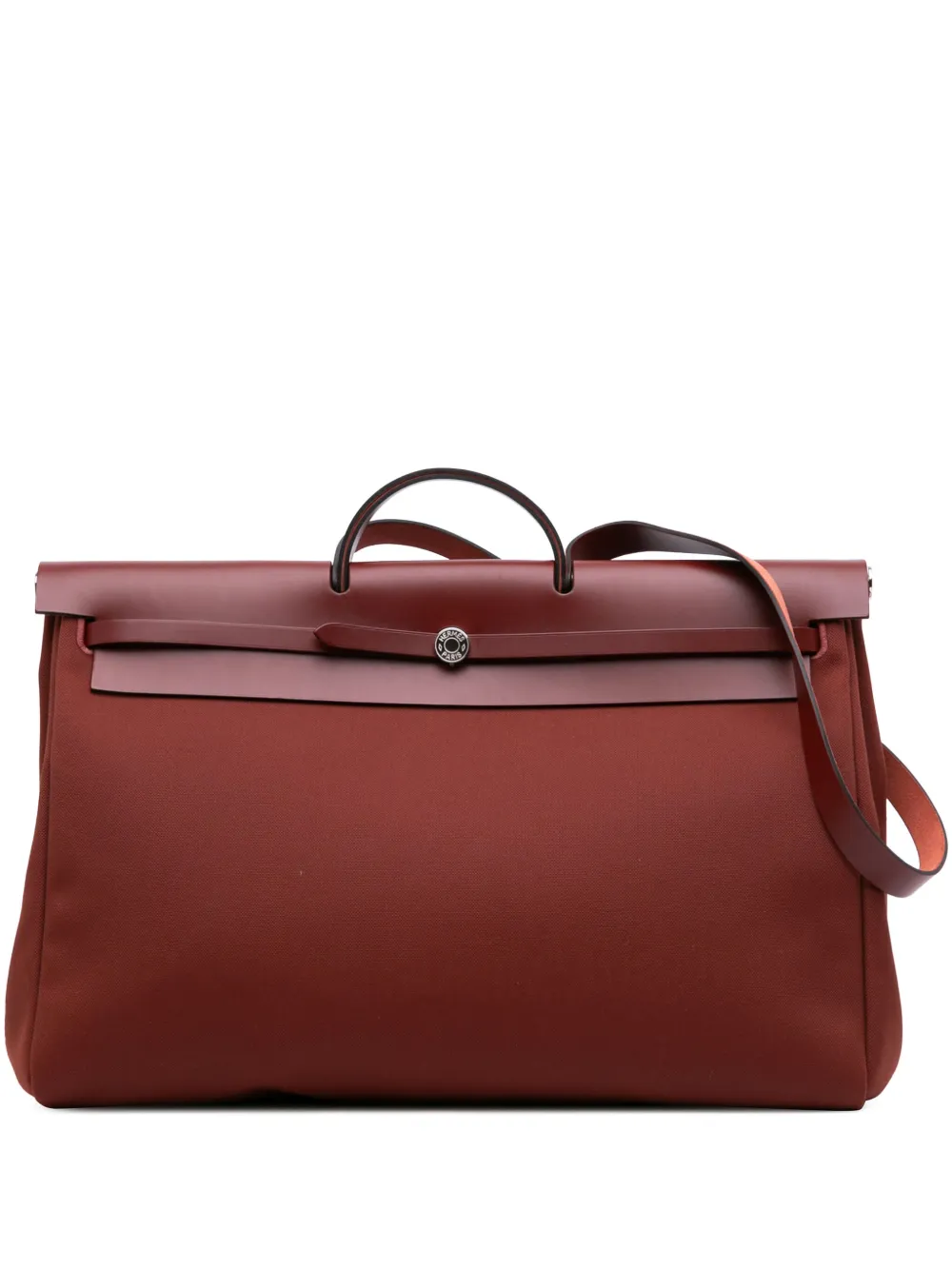 Hermès Pre-Owned 2020 トワル ミリテール ヴァッシュ ハンターエールバッグ ジップ 31 サッチェルバッグ - レッド Hermès Pre-Owned 2020 トワル ミリテール ヴァッシュ ハンターエールバッグ ジップ 31 サッチェルバッグ - レッド